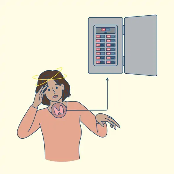 Too much iodine makes your thyroid hit the breaks