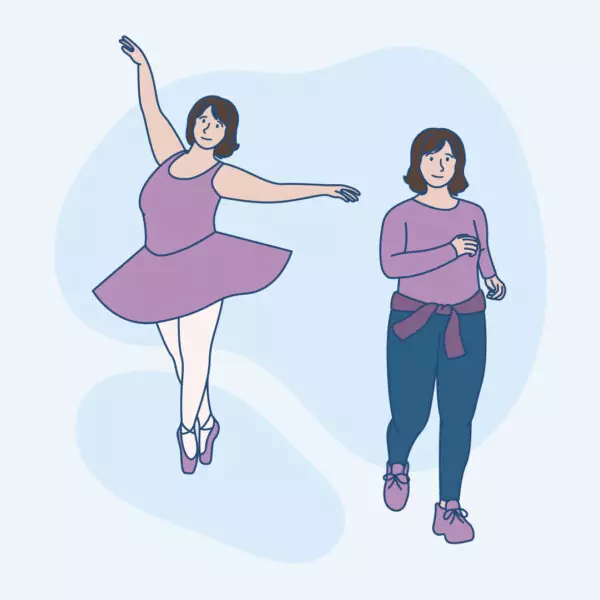 Illustration of Kelly’s life before thyroid dysfunction