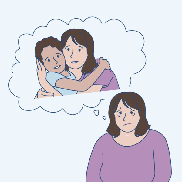 Illustration of Kelly remembering her grandchild