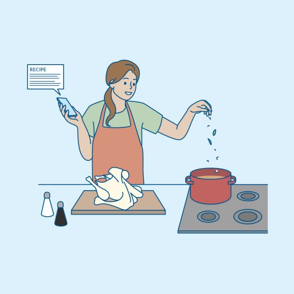 Woman making turkey broth