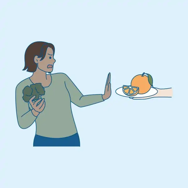 Woman refusing thyroid diet support