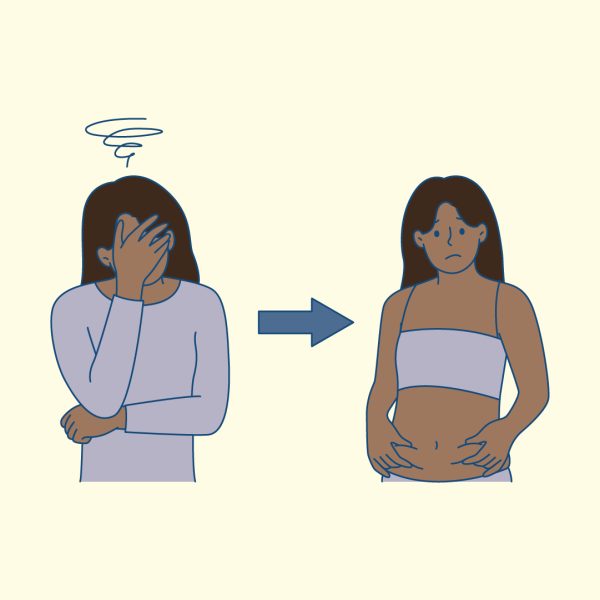 Stressed woman experiencing thyroid weight gain