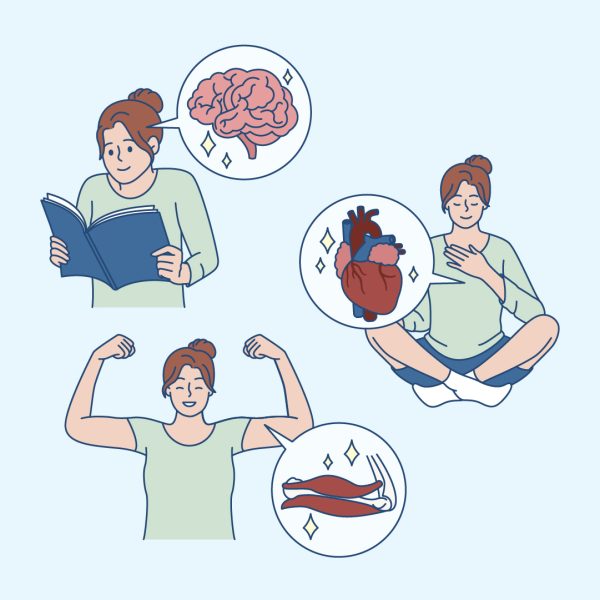 Woman with healthy brain, heart, & muscles