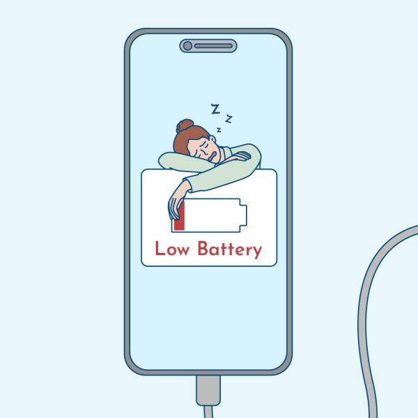 Woman with a low battery
